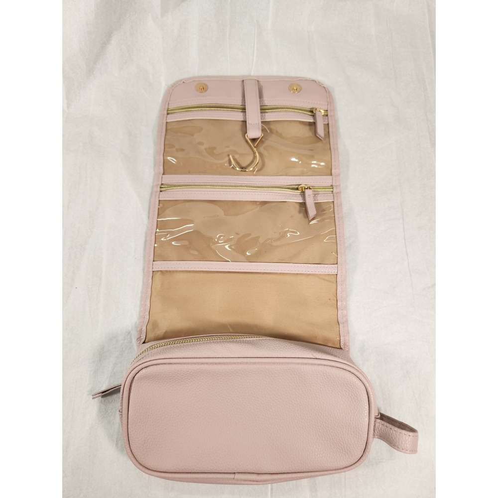 Trina Turk Large Cosmetics Travel Bag Pink Large Hanger Unfolding